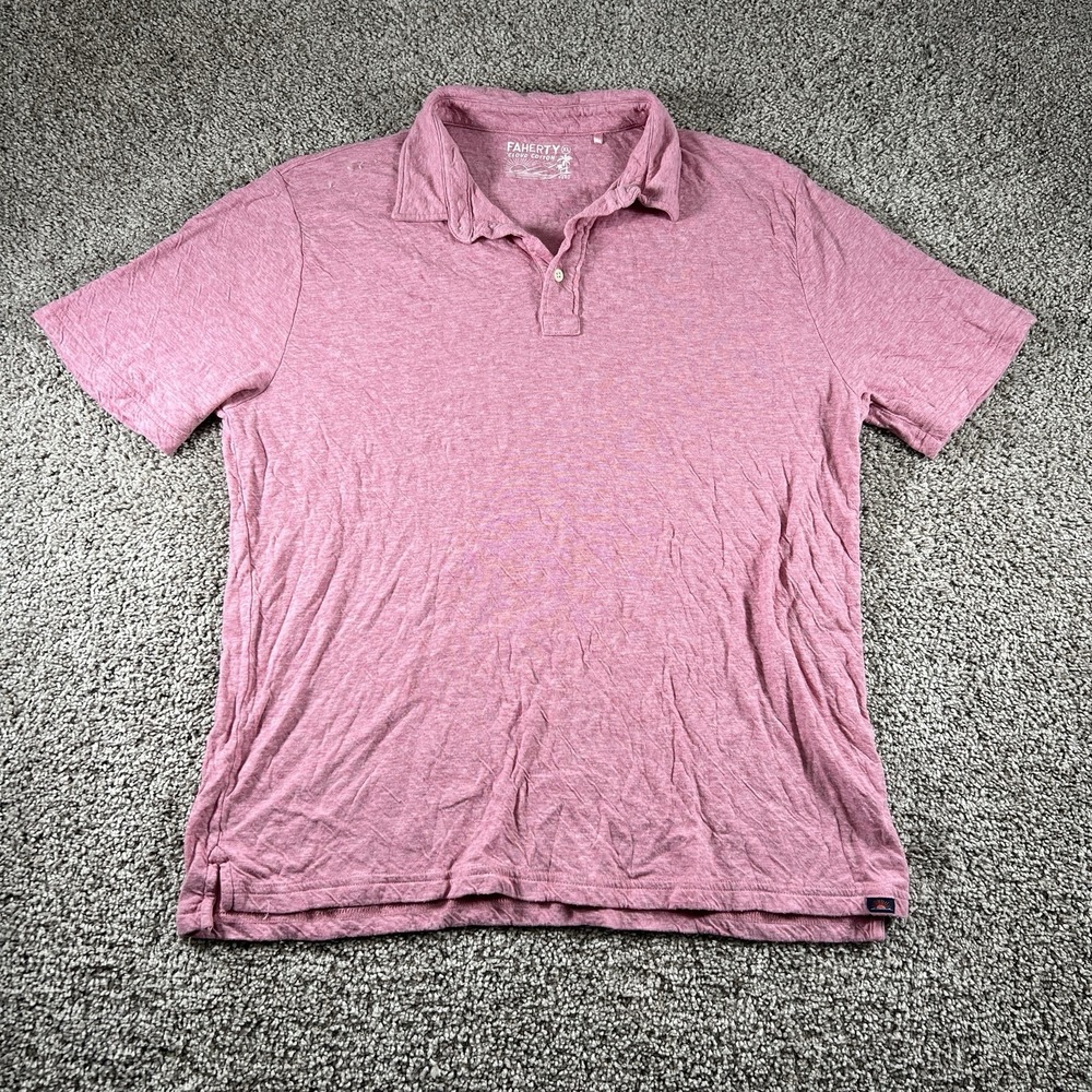 Faherty Polo Shirt Mens XL Heather Cloud Cotton Golf Soft Performance Casual